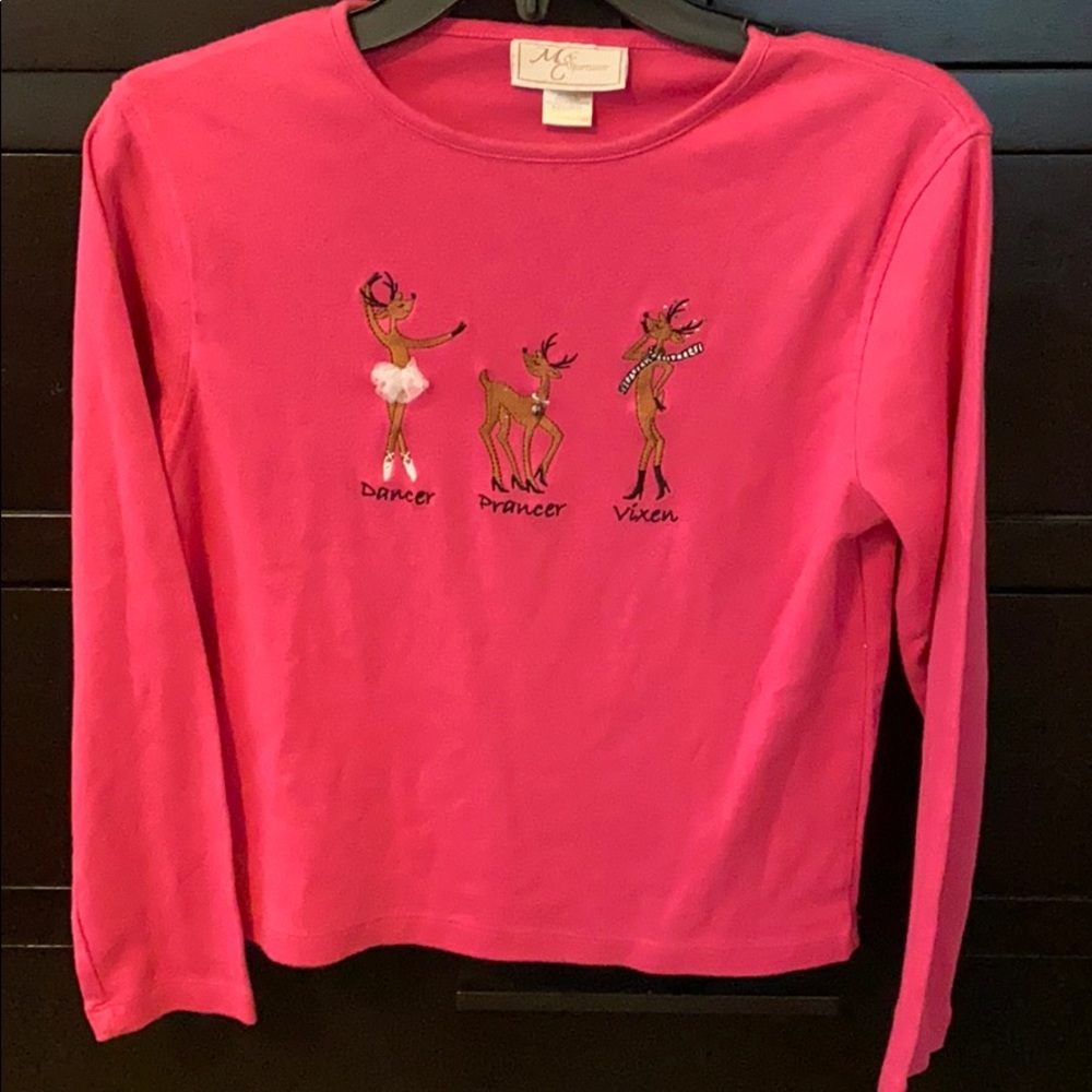 Sale 3 for $20 Christmas Deer shirt pink PS